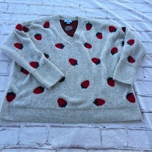 CeCe Red and Green Patterned Knit Sweater